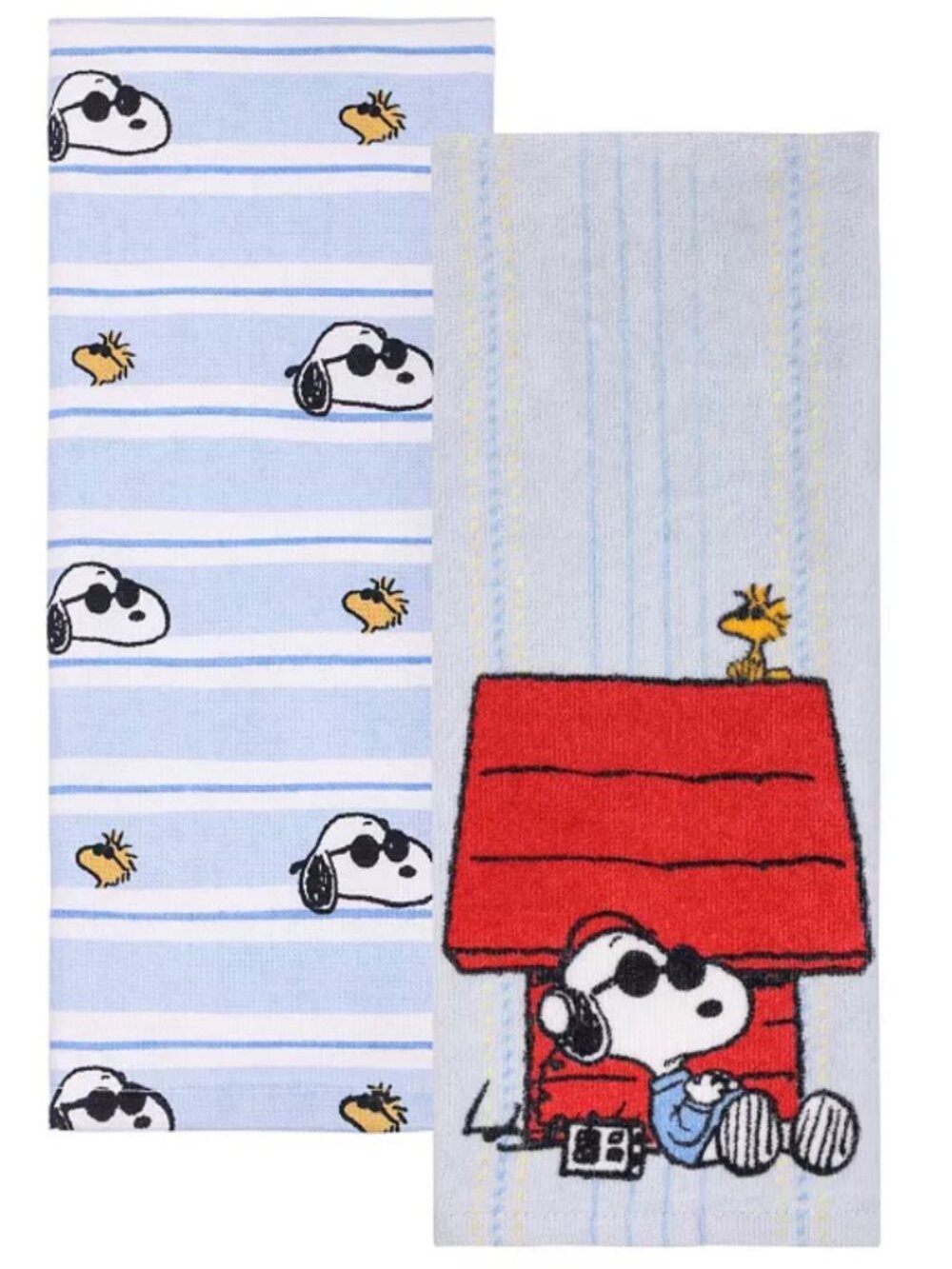 NWT ~ The Big One Snoopy as "Joe Cool" & Woodstock Kitchen Towel Set ~ 2-Pack